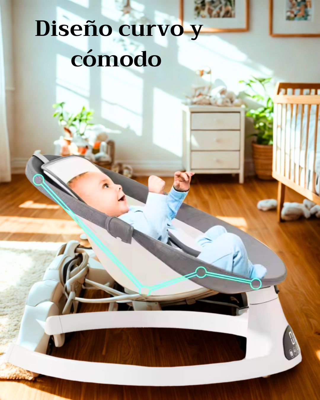 Mecedora bebés, 5 modos, música, temporizador y control remoto