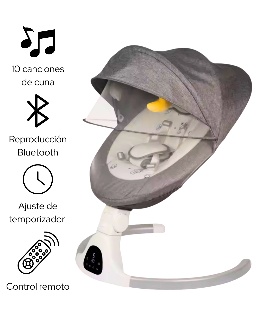 Mecedora bebés, 5 modos, música, temporizador y control remoto