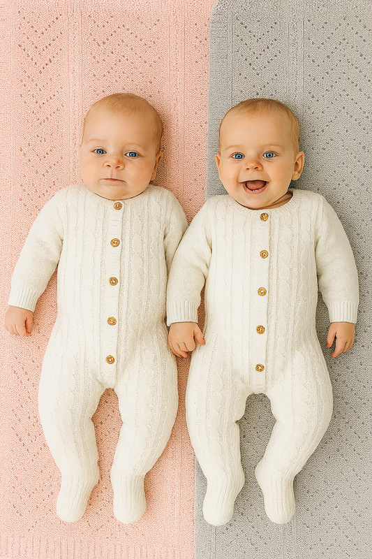 SET Mameluco tejido y Rebozo / Regalo Personalizado Bebés 0-18 Meses